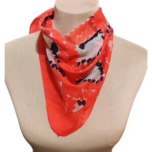 Vintage Womens Square Scarf Orange Abstract Mod Retro Lightweight Japan Vintage